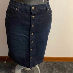 DG2 by Diane Gillman blue jean button down pencil skirt, size 12